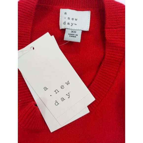 A New Day Red Sleeveless Knit Sweater Vest XS Recycled Polyester Blend, NWT. - Picture 4 of 7